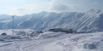 Gudauri's ski slopes are bathed in sunshine