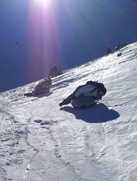 Speed downhill on an airboard