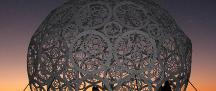 An art installation at sunset during AfrikaBurn, South Africa