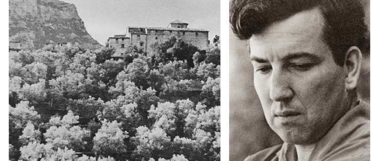 Deià church in 1935 and Robert Graves himself