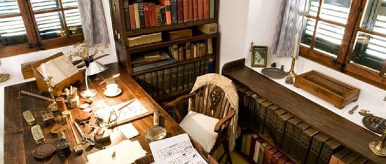Graves’ study, where first drafts still litter the desk