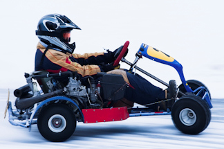 Race across ice in a go-kart