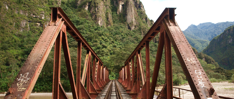 Part of the Salkantay trek crosses an old British railway line