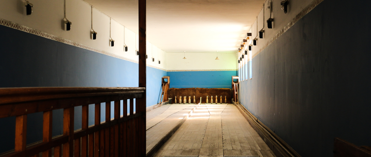 The ghostly kegelhalle (skittle hall) in Lüderitz