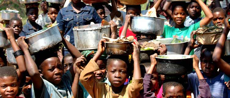 Villagers carrying food