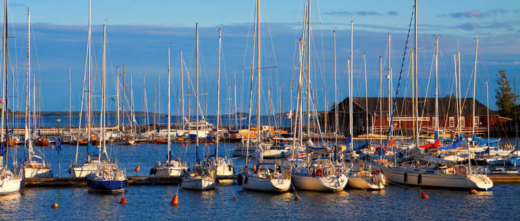 Docked yachts in Helsinki, Finland