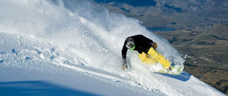 Snowboarding on Coronet Peak